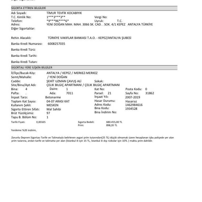 VakıfBank DASK Sigortası Ödememi Yapmadı