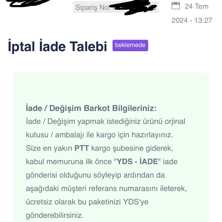 YDS Shop Web İade Sorunu