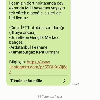 Eyüp Belediyesi SMS Gönderimi