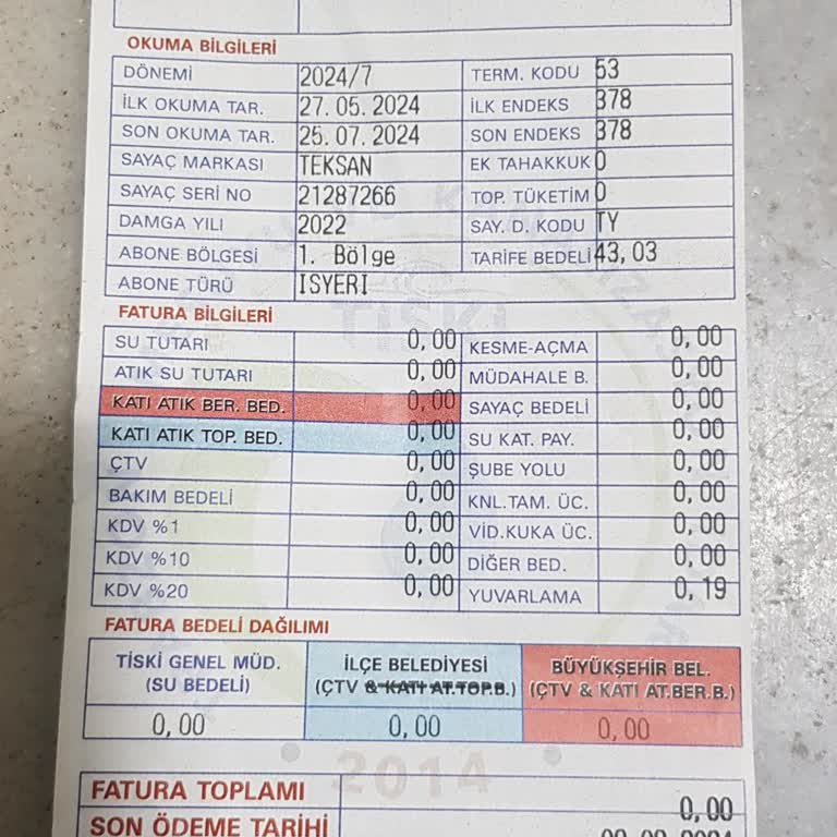 Tiski Sayaç Yazılmaması