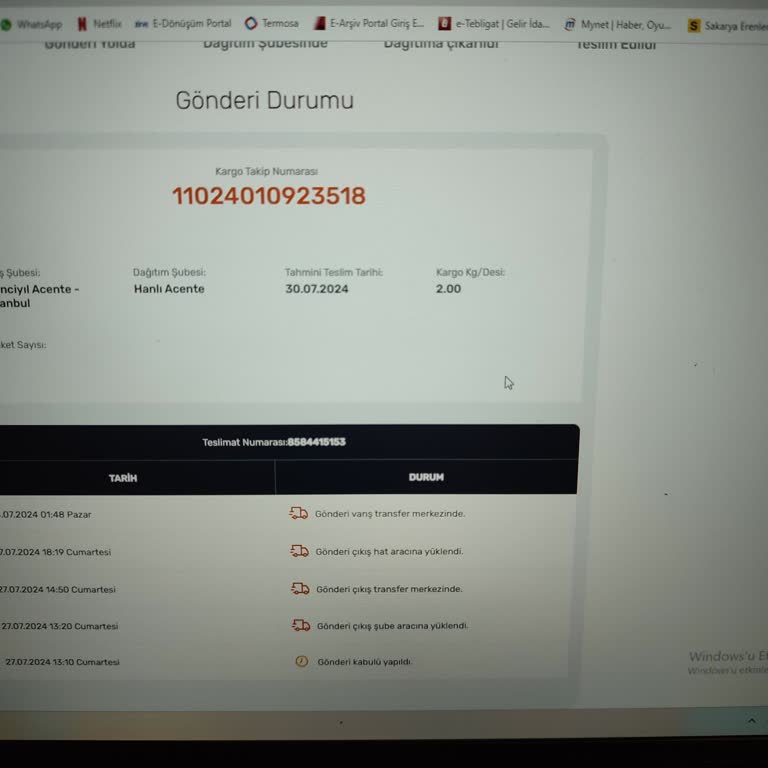 Sürat Kargo Teslim Edilmeyen Kargo