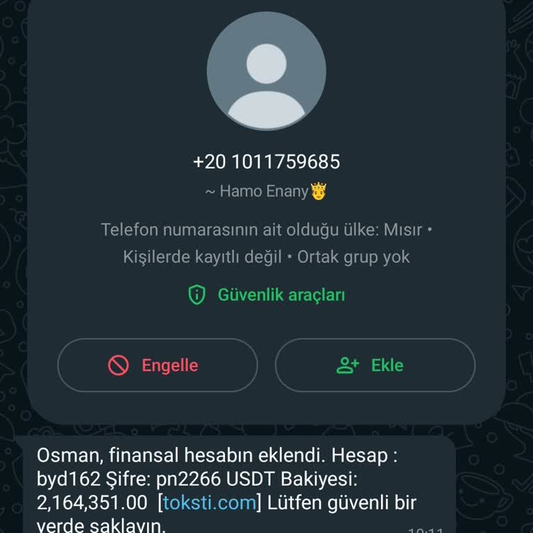 WhatsApp Toksti.comdan Gelen Mesaj