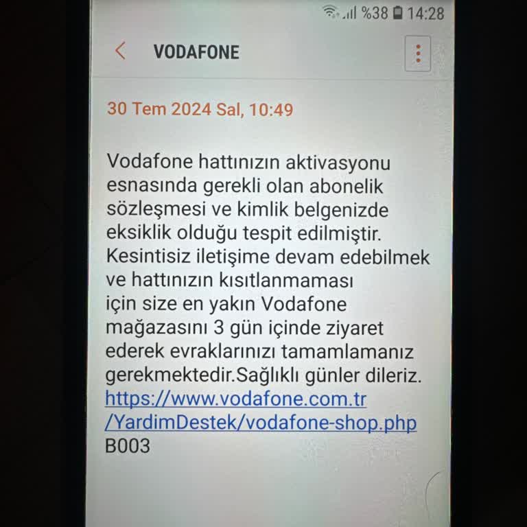 Vodafone Kişisel Bilgilerim Eksikmiş Tamamlayamıyorum