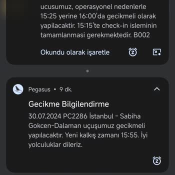 Pegasus Tatil Süreçlerimizi Aksatarak Maddi Manevi Zarara Uğrattı.
