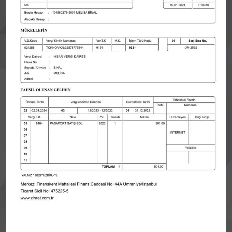 İstanbul Vergi Dairesi Başkanlığı Asla Pasaport Defter Bedeli Alamıyorum