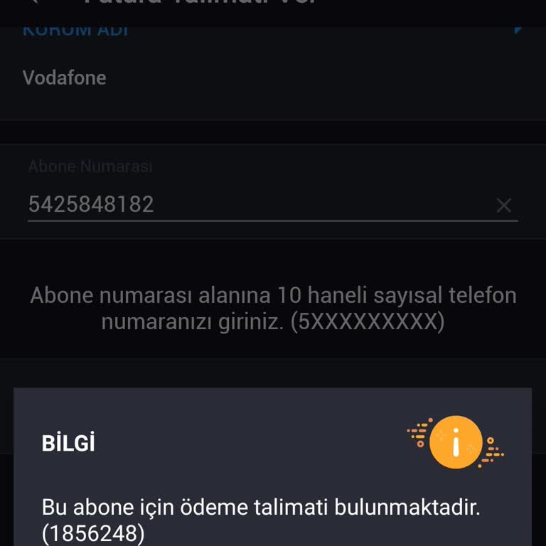 Vodafone Otomatik Ödeme Talimatı