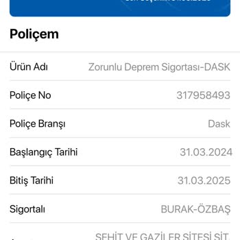 DASK Poliçe İptalini İstiyorum