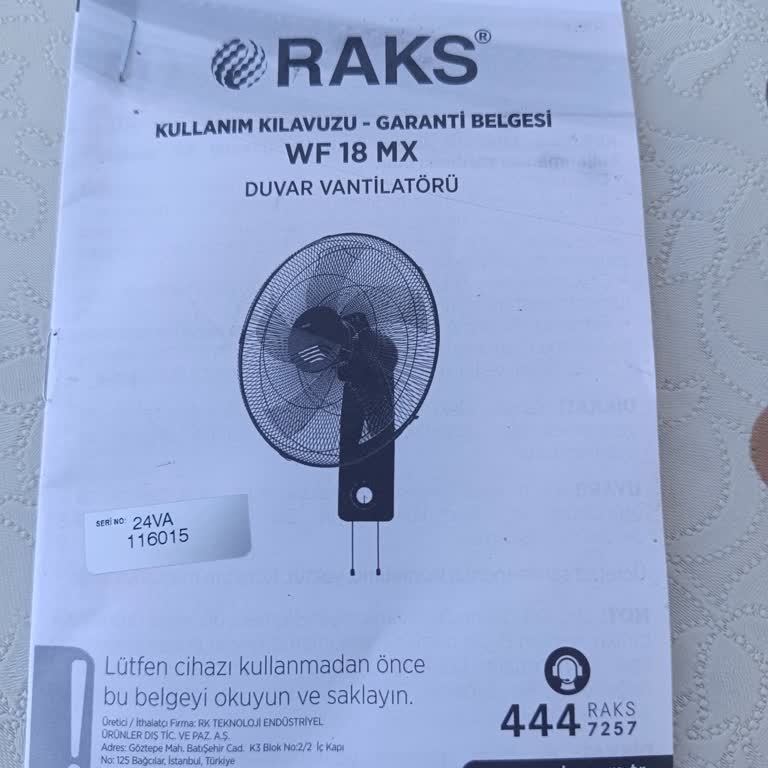 Raks Vantilatörün Pervanesi Çok Ses Çıkarıyor.
