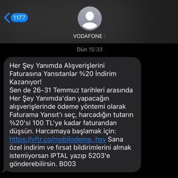 Vodafone Her Şey Yanımda %30 İndirim Yalanı