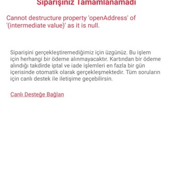 Tıkla Gelsin Ödeme Aldı Ama Sipariş Oluşmadı