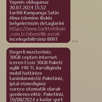 Türk Telekom Ek İnternet Paketi Sorunu