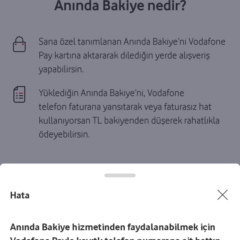 Vodafone Pay Anında Bakiye Kullanamama