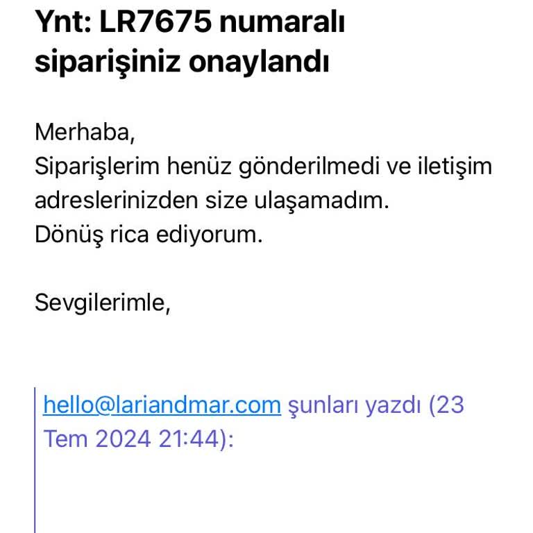 LARİ&MAR Siparişlerini Göndermiyor!