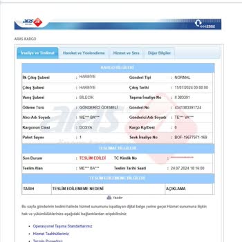 Aras Kargo Gönderimi Kaybetti Ve Sorumluluk Almıyor!