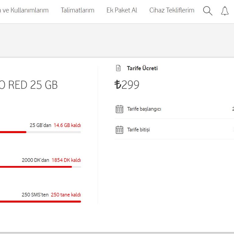 Vodafone Tarife Yenileme Teklifi
