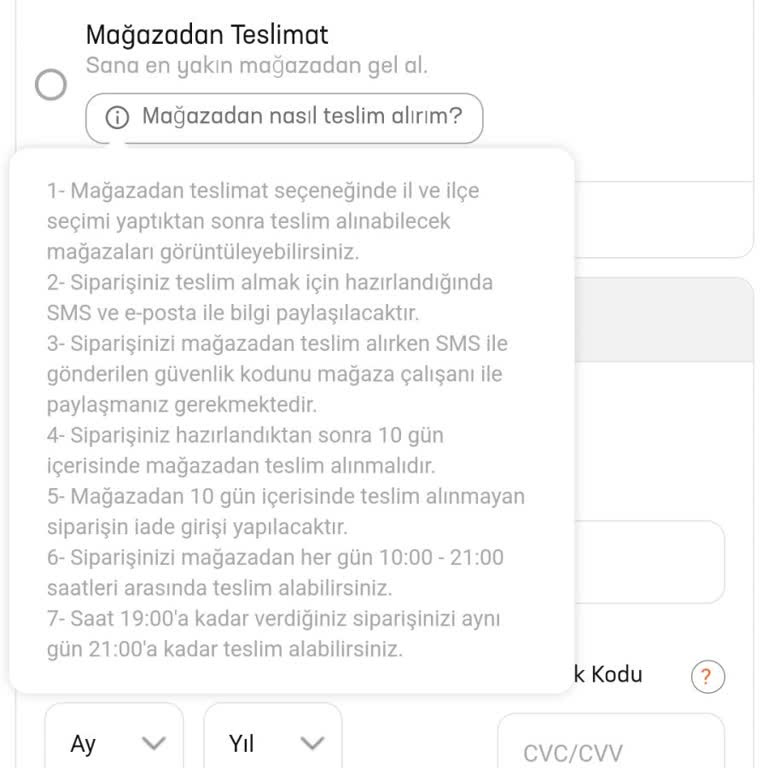 In Street Mağazadan Teslimat Siparişi