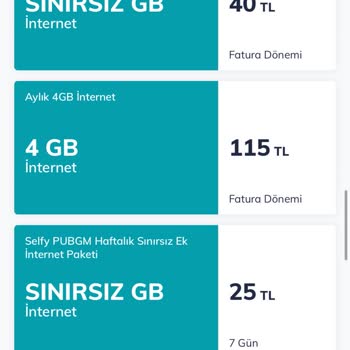 Türk Telekom Selfy Özel Ek Paketler Gözükmüyor