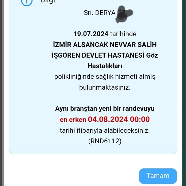 İzmir Alsancak Devlet Hastanesi Göz Doktoru İle İlgili Şikayet