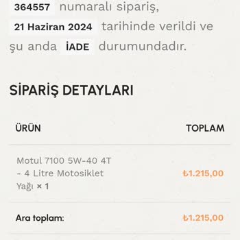 Sanal Yağ Market Ürün Yollanmadı Para İadesi Yapılmadı