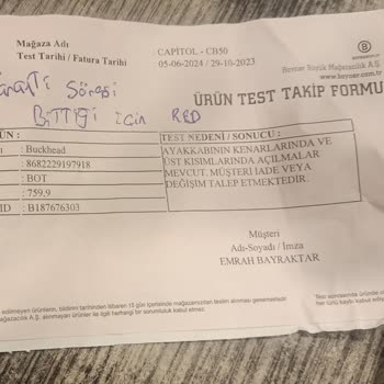 Boyner'den Alınan Buckhead Marka Sorunlu Ayakkabıya Ret Vermesi