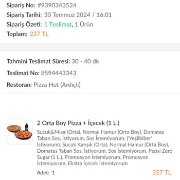 Pizza Hut Esenyurt/ardıçlı, Baştan Aşağı Yanlış Sipariş
