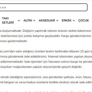 So Chic Hediye Ürün İade Problemi