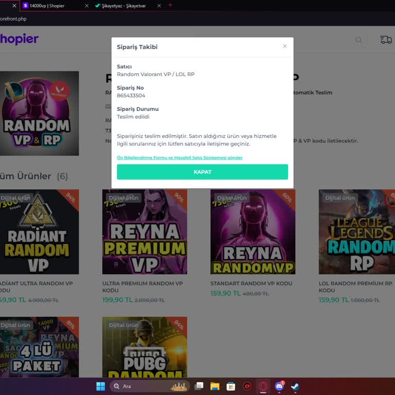 Shopier Random Vp Kod Hala Gelmedi