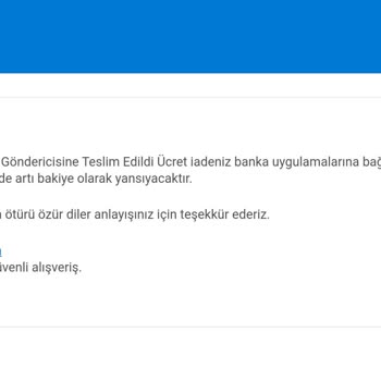 Pars Endüstri Mağazası Ürünü Yollamadı