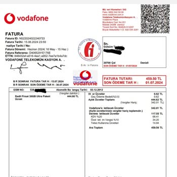 Vodafone Fatura Bedelinin 2 Kat Arttırılması