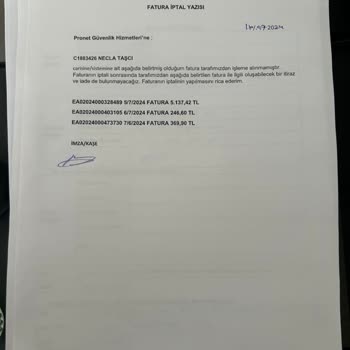 Pronet Güvenlik Sistemleri Ürün İptali