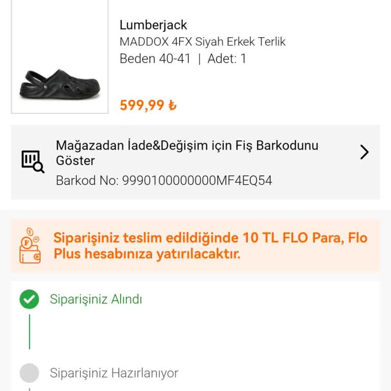 FLO Ayakkabı FLO Parayı Aldı Ürünümü Yollamıyor
