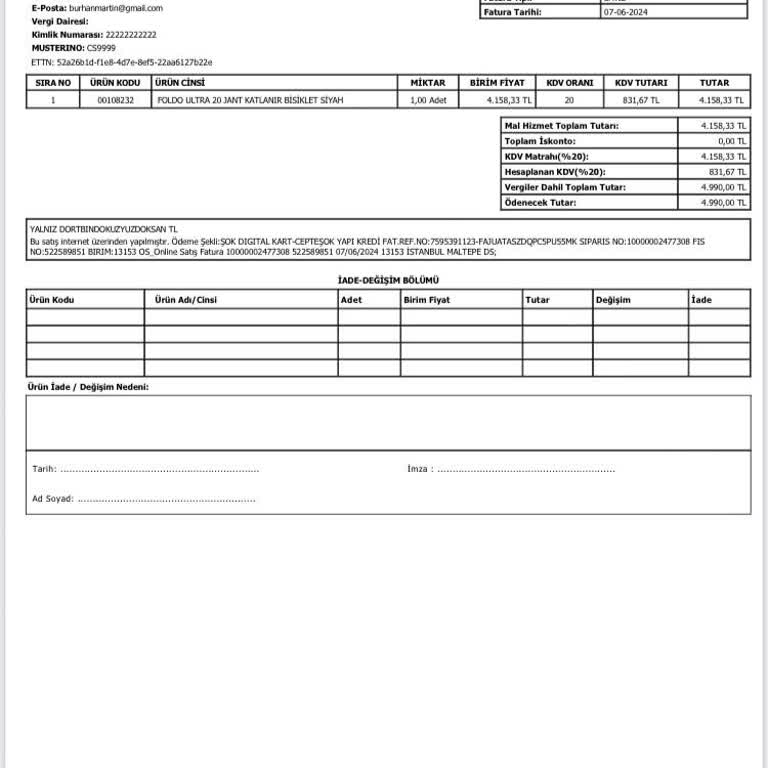 Şok Marketler Cepteşoktan Alınan Katlanabilir Bisiklet Ücret İadesi Yapılmıyor