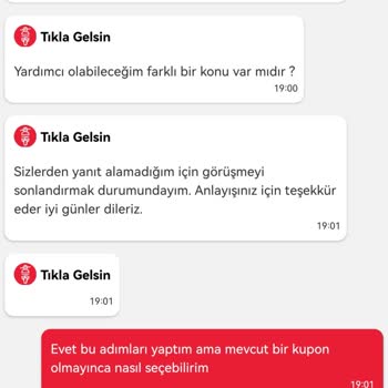 Tıkla Gelsin Uygulaması Kupon Hatası Ve Müşteri Temsilcisi İlgisizliği