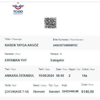 YHT (Yüksek Hızlı Tren) TCDD 10 Gün Sonrasının Biletini Yakıp Ücret İadesi Yapmıyor