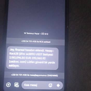 Usdcvc.com Jay Finansal Hesabın Eklendi Mesajı