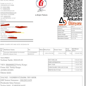 Ankastre Dünyasından Alınan Ürün Servis Gönderemedi