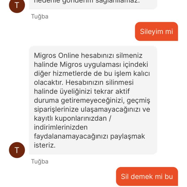 Migros Yemek Migros Sanal Ve Yemek Uygulamasını Sildim
