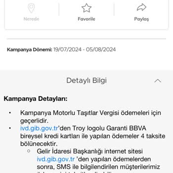 Garanti BBVA MTV Ödemesi Taksit Yapmaması