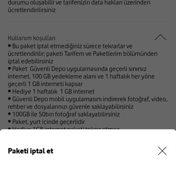 Vodafone Ek Paketi İptal Etmek İstiyorum