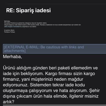 Pandora Mücevher Pandora İade Edememe Süreci