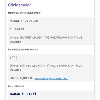Sanal Yağ Market Eksik Ürün Ve İade Yapmama