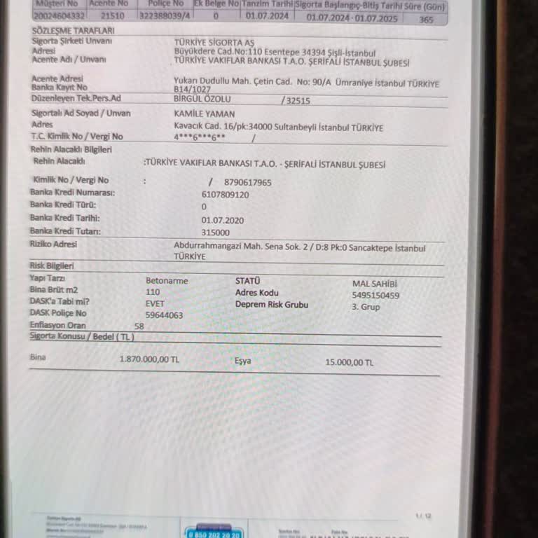 VakıfBank Sarı Panjur Sigortası