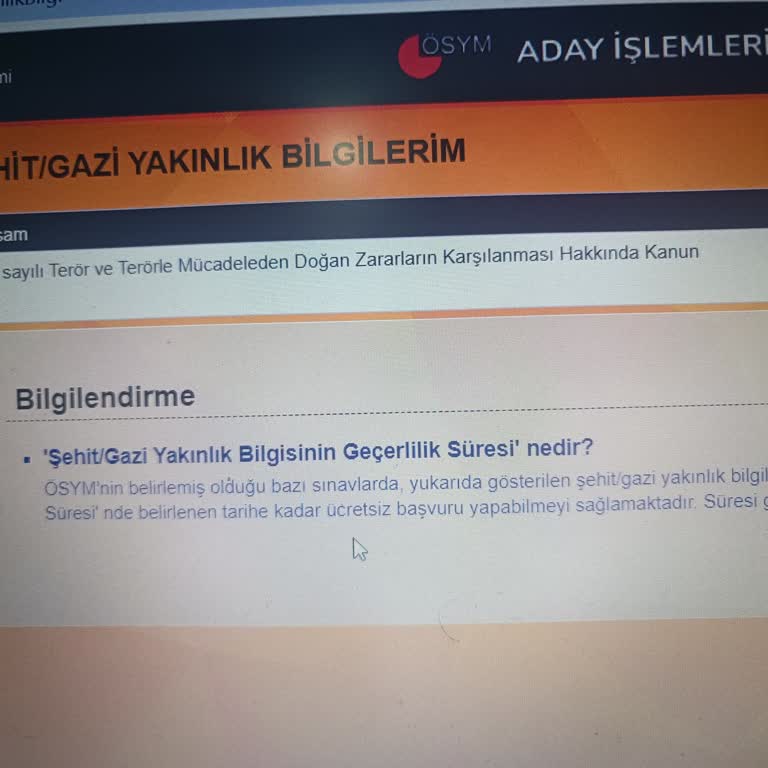 ÖSYM Şehit Kontenjanı Yararlanamıyorum