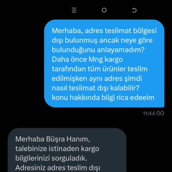 MNG Adresi Teslimat Dışı (! ) Bulmuş