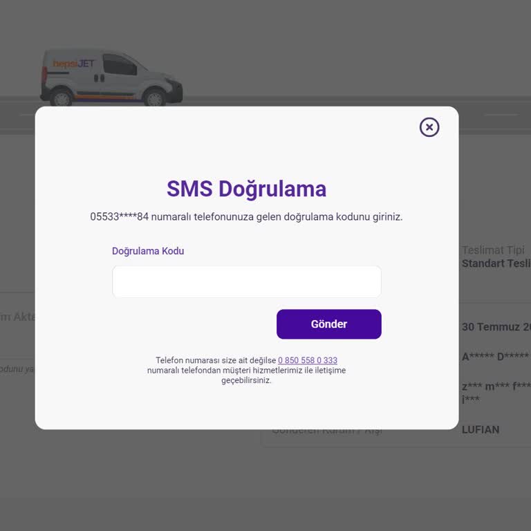 Hepsijet SMS Doğrulama Kodu Gelmiyor