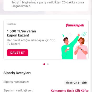 Yemeksepeti, Hesaptan Para Çekildi Ancak Sipariş Oluşmadı.