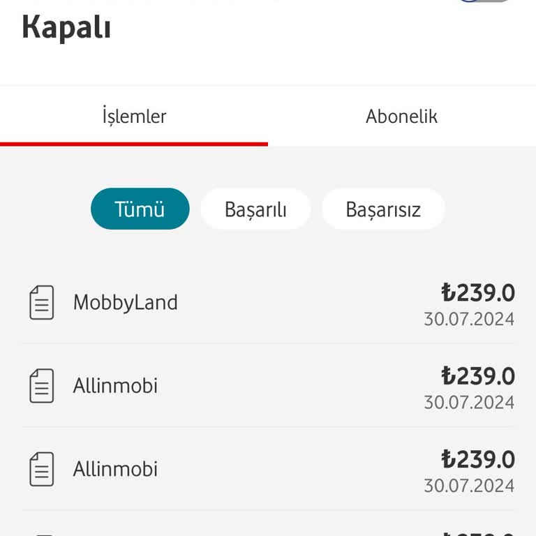Vodafone Bilgim Dışında Mobil Ödeme