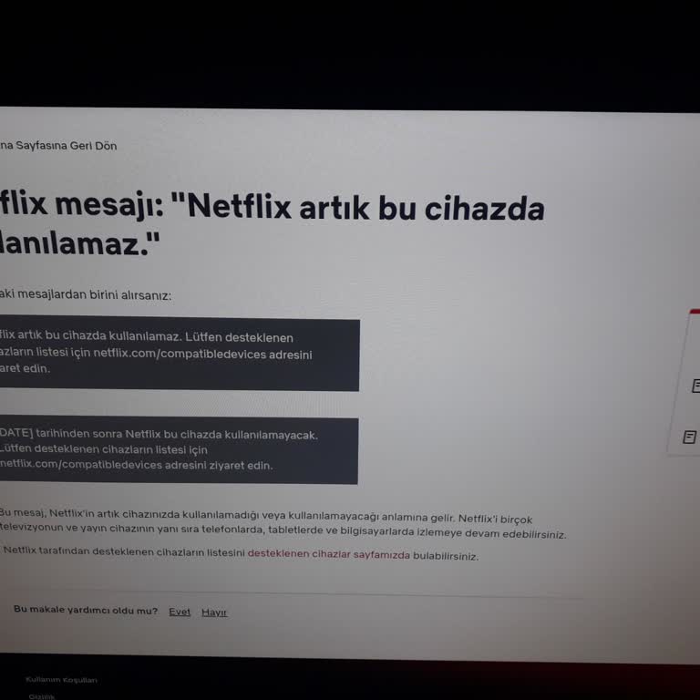 Onvo Netflix Seyredilemiyor... Güncelleme Gerekli Olduğu Uyarısı Çıkıyor
