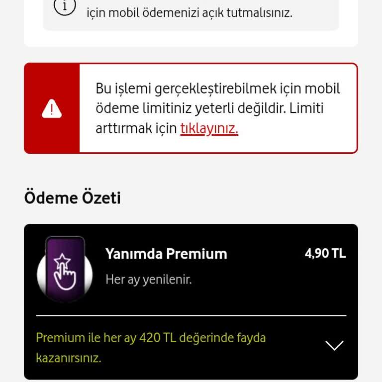 Vodafone Yanımda Premium Hata