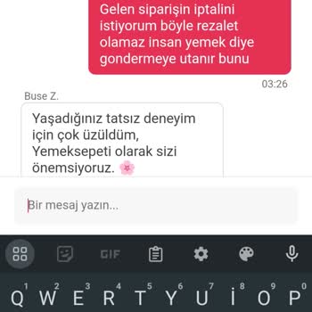 Yemeksepeti Yemek Siparişi İlgisiz Temsilci